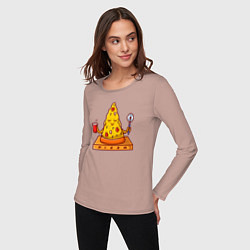 Лонгслив хлопковый женский Pizza yoga, цвет: пыльно-розовый — фото 2
