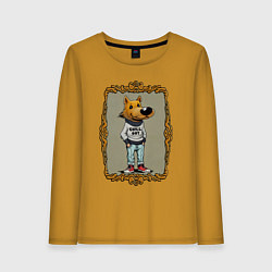 Лонгслив хлопковый женский Чиловый пацык, цвет: горчичный