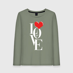 Лонгслив хлопковый женский Love - big heart, цвет: авокадо