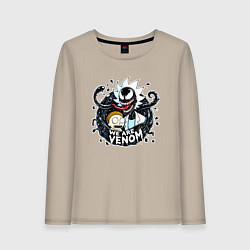 Лонгслив хлопковый женский Morty and Rick-Venom - meme, цвет: миндальный
