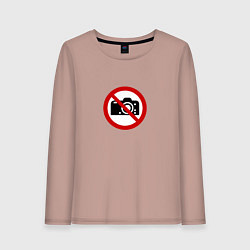 Лонгслив хлопковый женский Запрет фотосъёмки видеосъёмки, цвет: пыльно-розовый