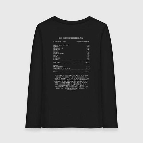 Женский лонгслив Lil Peep playlist bill 2 / Черный – фото 2