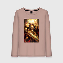 Лонгслив хлопковый женский Император человечества - Вархаммер 40000, цвет: пыльно-розовый