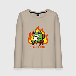 Лонгслив хлопковый женский Frog - this is fine, цвет: миндальный