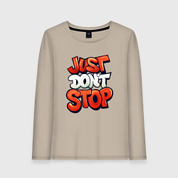 Лонгслив хлопковый женский Just dont stop, цвет: миндальный