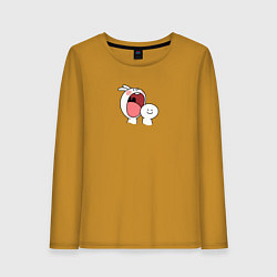 Лонгслив хлопковый женский Мультяшный кролик для пары, цвет: горчичный