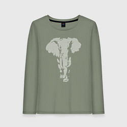 Лонгслив хлопковый женский Африканский слон - пуантель, цвет: авокадо