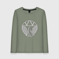 Лонгслив хлопковый женский Железнодорожные войска: эмблема, цвет: авокадо