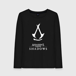 Лонгслив хлопковый женский Assassins creed - shadows white, цвет: черный