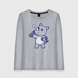 Лонгслив хлопковый женский Фитнес носорог, цвет: меланж