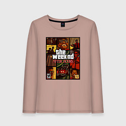 Лонгслив хлопковый женский The weeknd постер гта, цвет: пыльно-розовый