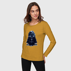 Лонгслив хлопковый женский Дарт вейдер мазайка, цвет: горчичный — фото 2