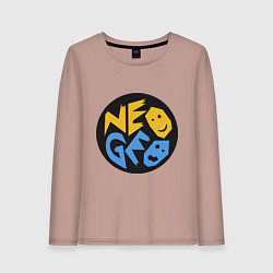 Лонгслив хлопковый женский Neo geo logo, цвет: пыльно-розовый