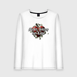Лонгслив хлопковый женский Make money no love, цвет: белый