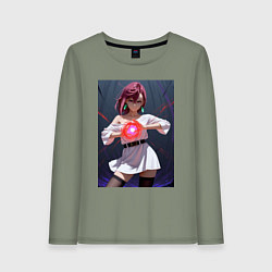 Лонгслив хлопковый женский Дандадан: Момо фаербол, цвет: авокадо