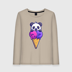 Лонгслив хлопковый женский Panda ice cream, цвет: миндальный