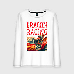Лонгслив хлопковый женский Dragon cool racer - ai art, цвет: белый