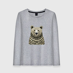 Лонгслив хлопковый женский Медведь лесной, цвет: меланж