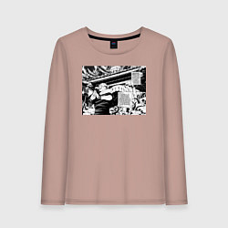 Лонгслив хлопковый женский Магическая битва герой, цвет: пыльно-розовый
