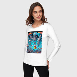 Лонгслив хлопковый женский Skeleton Rick and Morty - ai art fantasy, цвет: белый — фото 2