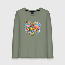 Лонгслив хлопковый женский Яркое лето, цвет: авокадо