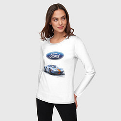 Лонгслив хлопковый женский Ford motorsport - sketch, цвет: белый — фото 2