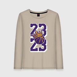 Лонгслив хлопковый женский Король Леброн Джеймс, цвет: миндальный