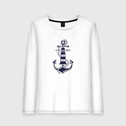 Женский лонгслив Морская эмблема - якорь и маяк