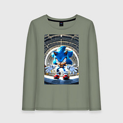 Лонгслив хлопковый женский Соник на сексетной базе, цвет: авокадо
