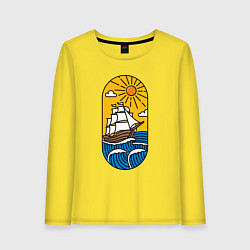 Лонгслив хлопковый женский Sunny ship, цвет: желтый