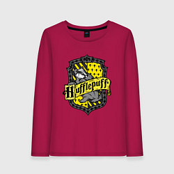 Лонгслив хлопковый женский Hufflepuff emblem, цвет: маджента