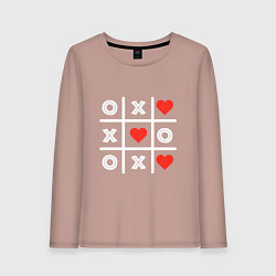 Лонгслив хлопковый женский Крестики нолики, цвет: пыльно-розовый