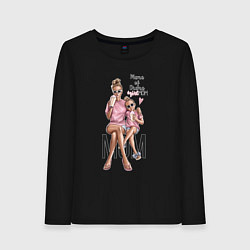 Лонгслив хлопковый женский Mama of drama, цвет: черный