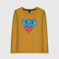 Лонгслив хлопковый женский Слон и сердце, цвет: горчичный