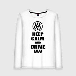 Лонгслив хлопковый женский Keep Calm & Drive VW, цвет: белый