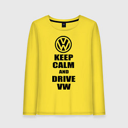 Лонгслив хлопковый женский Keep Calm & Drive VW, цвет: желтый