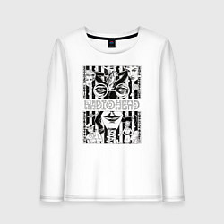 Лонгслив хлопковый женский Radiohead band rock, цвет: белый
