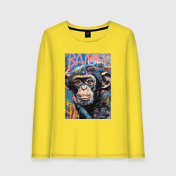 Лонгслив хлопковый женский Graffiti monkey, цвет: желтый