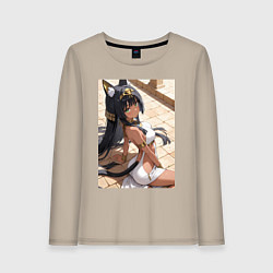Лонгслив хлопковый женский Сфинкс в древнем Египте, цвет: миндальный
