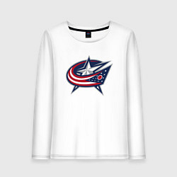 Лонгслив хлопковый женский Columbus blue jackets - hockey team - emblem, цвет: белый