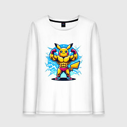 Лонгслив хлопковый женский Big Pikachu, цвет: белый