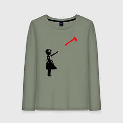 Лонгслив хлопковый женский Девочка и топор, цвет: авокадо