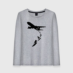 Лонгслив хлопковый женский Surfer plane, цвет: меланж
