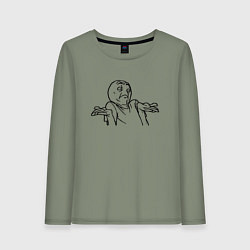 Лонгслив хлопковый женский Непон мем, цвет: авокадо