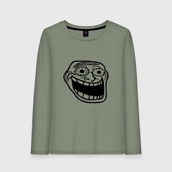 Лонгслив хлопковый женский Омега тролл фейс мем, цвет: авокадо