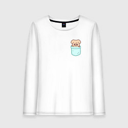 Лонгслив хлопковый женский PuppyM in pocket, цвет: белый