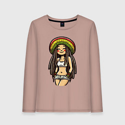 Лонгслив хлопковый женский Smile jamaica girl, цвет: пыльно-розовый
