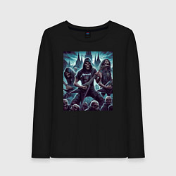 Лонгслив хлопковый женский Metallica - thrash metal, цвет: черный