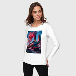 Лонгслив хлопковый женский Хогвартс-Экспресс, цвет: белый — фото 2