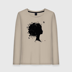 Лонгслив хлопковый женский Girl flowers, цвет: миндальный